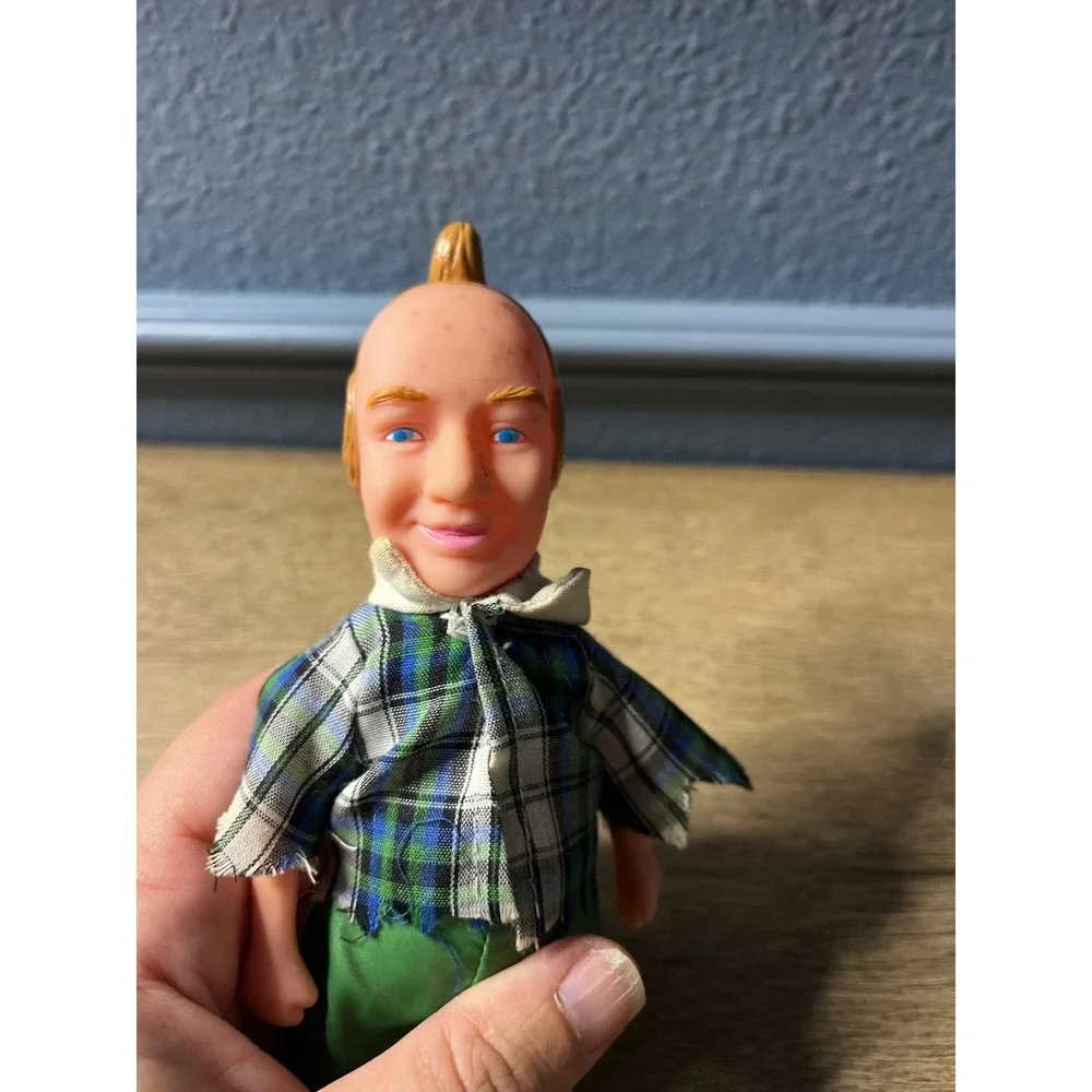 Wizard of Oz Character Munchkin Doll Vintage‎ Button Eyes Plaid